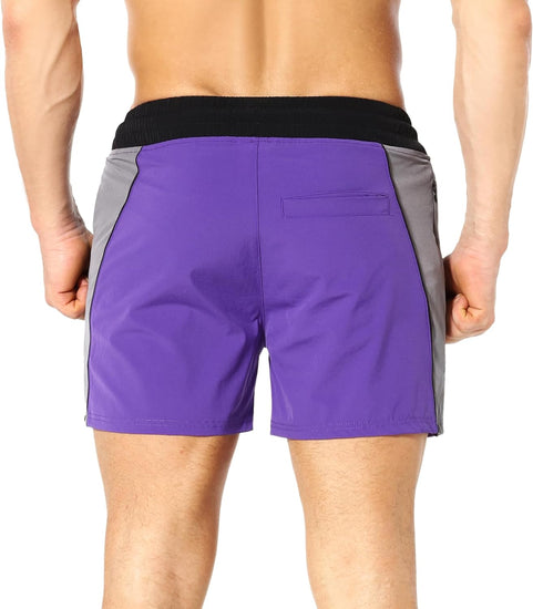 Men'S Gym Sport Shorts, Lightweight Workout Fitness Running Shorts 5" Quick Dry Exercise Bodybuilding Shorts Zip Pocket