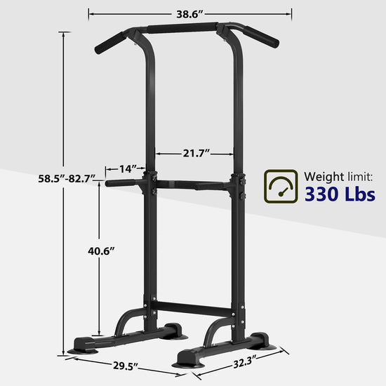 Power Tower Pull up Bar Dip Station and Height Adjustable Dip Bar Stand, Multi-Function Home Gym Exercise Equipment Strength Training Fitness Workout Station