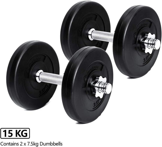 METEOR ESSENTIAL DUMBBELL SET Weight Dumbbells Plates Home Gym Fitness Exercise