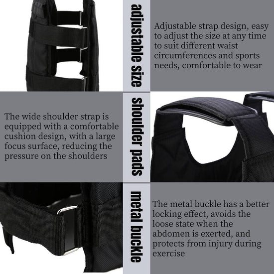 Weighted Vest, 20KG Weight Jacket Exercise Weightloading Training Waistcoat for Boxing Workout Fitness Running Weightlifting Training Powerlifting