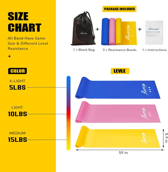 Resistance Bands,  Exercise Bands, Fitness Bands for Physical Therapy, Strength Training, Yoga, Pilates, Stretching, Non-Latex Elastic Bands with Different Strengths,Workout Bands for Home