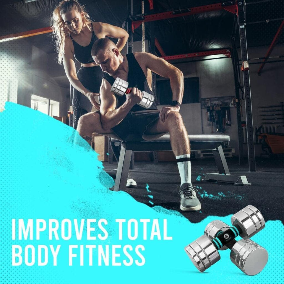 Mc-Core Products Blue Mccore Adjustable Dumbbell Set - 11 22 Lbs Dumbbells, Weights for Home or Office Use, Portable Sets, Soft Grip Weight Comfort, Dumbbells Set | Blue Dumb Bells