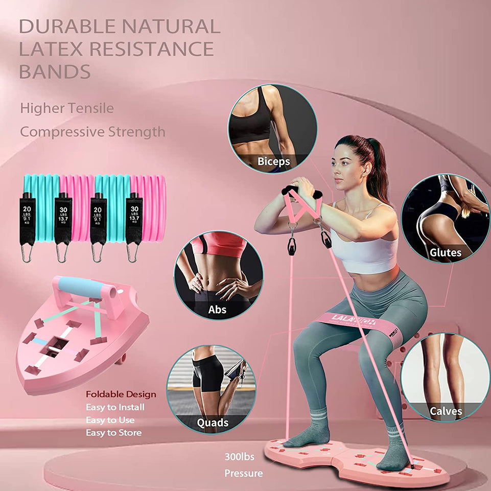 Push up Board, Portable Home Workout Equipment for Women & Men, Core Sliders for Body Toning & Strength Training - Premium Pink Edition