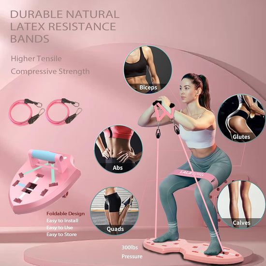 Push up Board, Portable Home Workout Equipment for Women & Men, Core Sliders for Body Toning & Strength Training - Premium Pink Edition