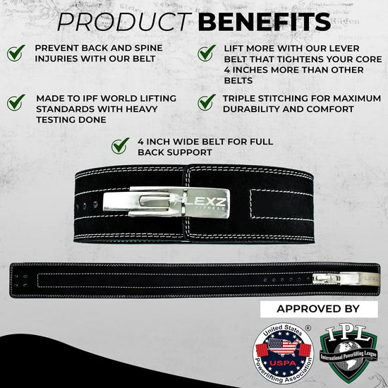 Powerlifting and Weightlifting Belt with Lever Buckle, 10Mm