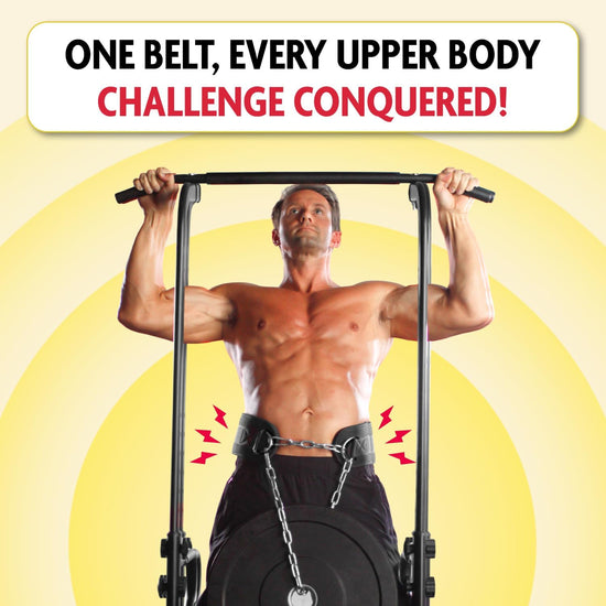 Dmoose Dip Belt with Chain for Pull Ups, Training, Weightlifting, Powerlifting and Bodybuilding Workouts, 36 Inches Heavy Duty Steel Lifting Chain, Comfortable Dip Belt with Neoprene Back Support