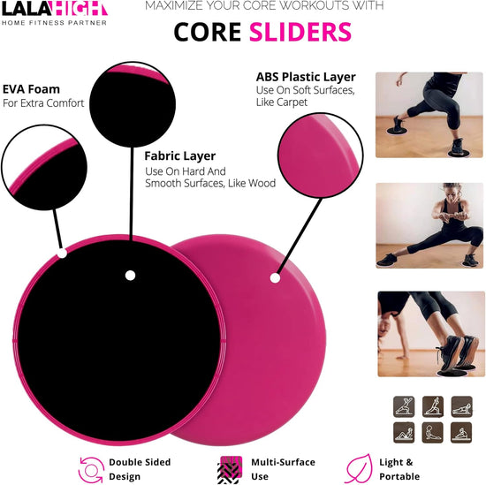 Push up Board, Portable Home Workout Equipment for Women & Men, Core Sliders for Body Toning & Strength Training - Premium Pink Edition