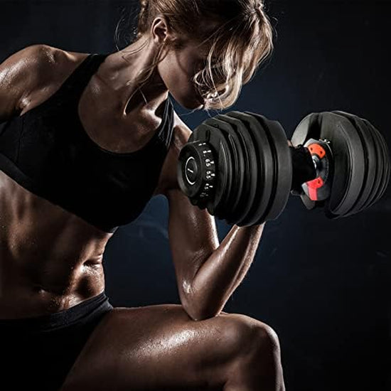 2X 24Kg Smart Adjustable Dumbbells for Home, Gym, Exercise & Fitness - High Intensity Muscle Building Weight Lifting Plates - Workout Set Equipment for Men & Women - Dumbbell Rack Included