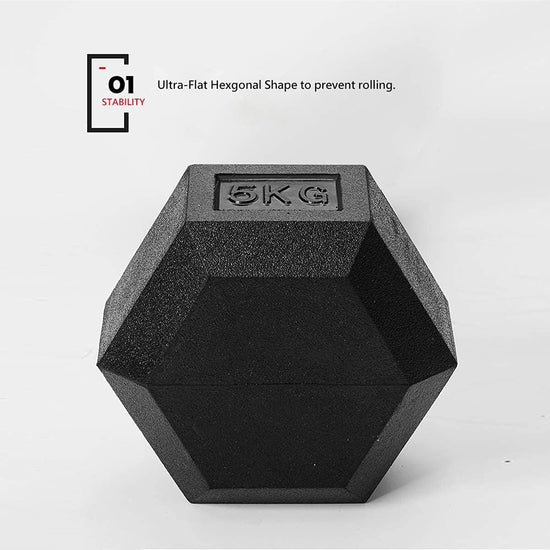 METEOR Rubber Hex Dumbbell Fitness Gym Strength Weight Training Exercise Workout