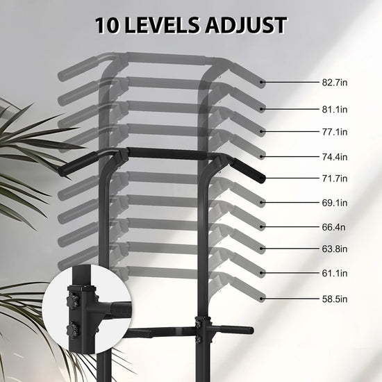 Power Tower Pull up Bar Dip Station and Height Adjustable Dip Bar Stand, Multi-Function Home Gym Exercise Equipment Strength Training Fitness Workout Station