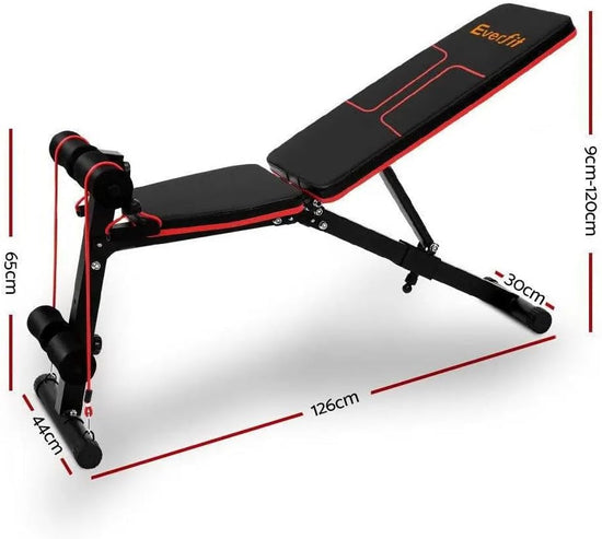 Weight Bench Multi Station Press Barbell Home Gym FID Chair Flat Incline Decline Toning Exercise Equipment Military Row Leg Extension Preacher Curl
