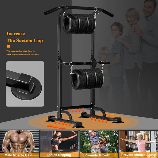Multi-Function Power Tower Adjustable Height Pull up and Dip Station Strength Training Fitness Workout Station