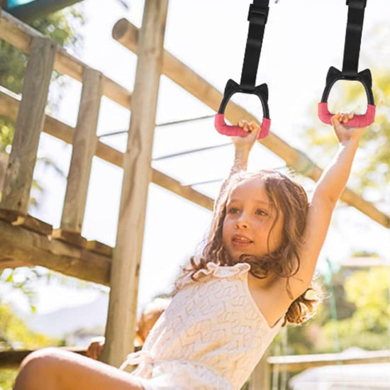 Gymnastic Rings with Straps Exercise Strength Training Equipment Pull up Rings Fitness Children Trapeze Bar Pull up Gym Rings Kids Home Exercise (Safe Load-Bearing 150KG)