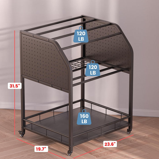Dumbbell Rack for Home Gym Storage Rack 3 Tier Yoga Mat Kettlebell Dumbbell and Balls Workout Gym Equipment Storage Gym Organization Weight Rack for Dumbbells Home Gym with Wheels and Hooks