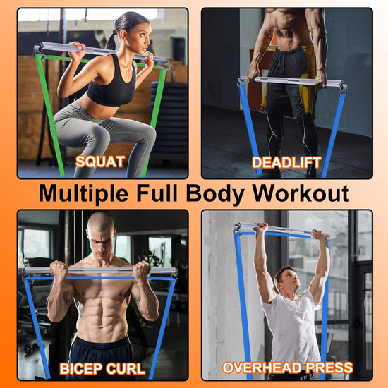 Fitness Resistance Band Exercise Bar Large Hook Heavy Duty Bar