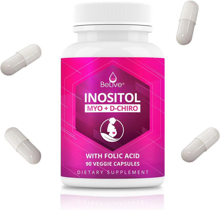 Myo & D-Chiro Inositol with Folic Acid Clinically Researched Blend | Most Optimal 40:1 Ratio | Hormonal Balance & Ovarian Function Support for Women | 30 Days Supply