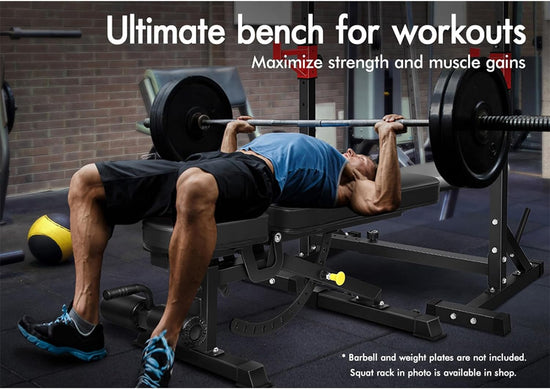 Foldable Weight Bench for Incline Decline Flat Dumbbell Press, Adjustable FID Bench with 14 Positions for Full Body Exercise, Utility Fitness Equipment for Commercial & Home Gym, Max 450Kg