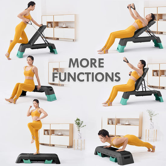 Multifunctional Aerobic Deck with Cord Workout Platform Adjustable Dumbbell Bench Weight Bench Professional Fitness Equipment for Home Gym