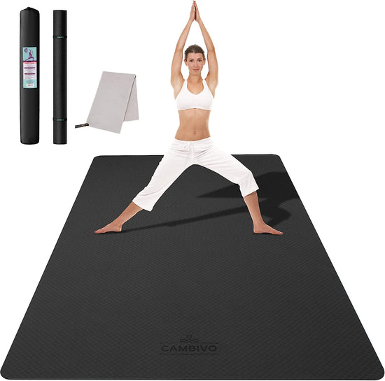 Large Yoga Mat (183 X 114Cm; 6Mm Thick) Extra Wide Workout Mat for Men and Women, Yoga Mat Thick Exercise Mats for Home Workout, Yoga, Pilates