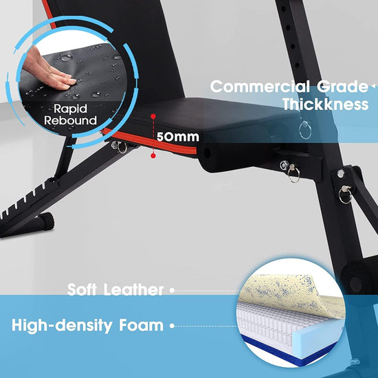 Adjustable Weight Bench, Full Body Workout Multi-Purpose Foldable Incline Decline Exercise Workout Bench for Home Gym