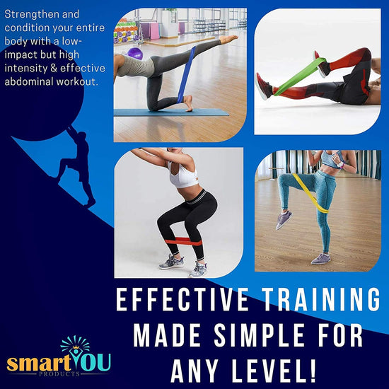 Resistance Loop Exercise Bands, Fitness Loop Bands for Legs, Butt, Strength Training, Pilates Yoga, Crossfit, Natural Latex Elastic Workout Bands with Instruction Guide and Carry Bag, Set of 5