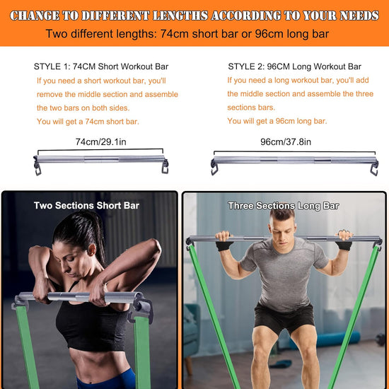 Fitness Resistance Band Exercise Bar Large Hook Heavy Duty Bar