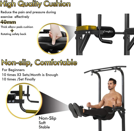 Power Tower Workout Pull up & Dip Station Adjustable Multi-Function Home Gym Fitness Equipment