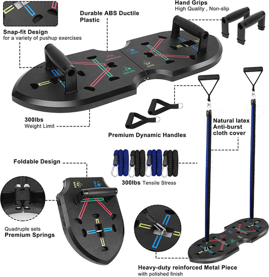 Quadropress Push up Board, Adjustable Push up Bar for Men and Women, Foldable Push up Handles for Floor, Perfect Pushup Board Fitness, Iron Chest Pro Push Up, Portable Home Workout Equipment