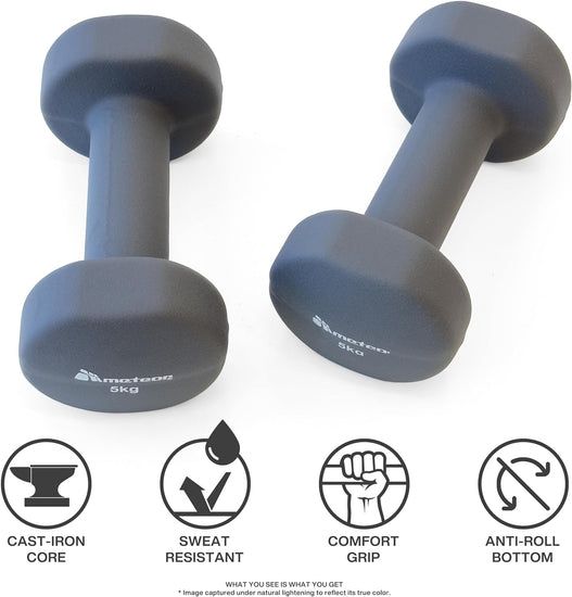 METEOR Dumbbells Anti-Slip Neoprene Dumbbell Soft Touch Grip Hand Weights Home Gym Exercise Dumbbells
