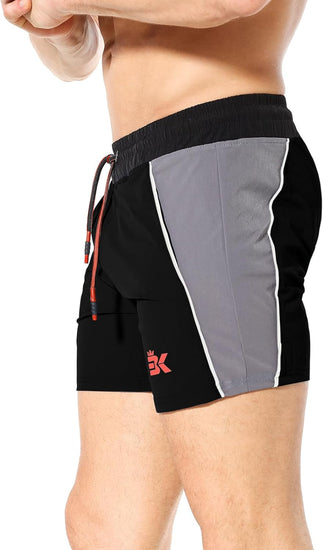 Men'S Gym Sport Shorts, Lightweight Workout Fitness Running Shorts 5" Quick Dry Exercise Bodybuilding Shorts Zip Pocket