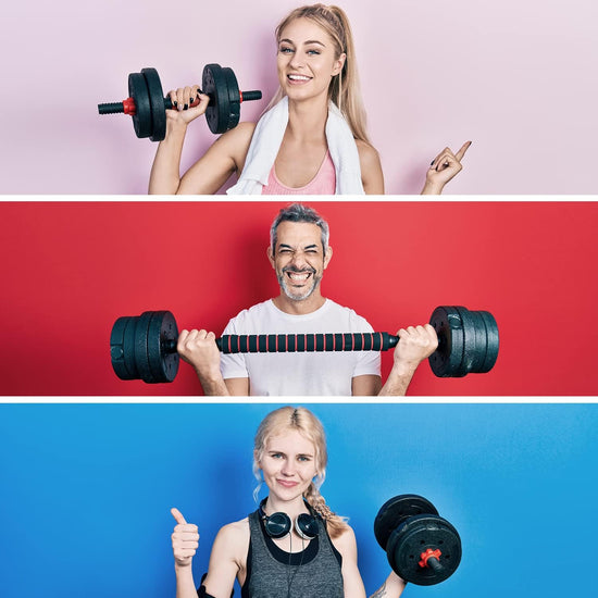 Meteor Essential Barbell Set - Entry Level Dumbbell Set Home Gym Dumbbell Weightlifting Weight Plates Dumbbell Barbell