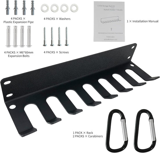Home Gym Storage, Heavy-Duty Barbell Holder, Barbell Storage for Olympic Barbell, Gym Accessories Kettlebells Weight Bar Workout Rack Equipment Fitness Foam Roller Jump Rope Resistance Band