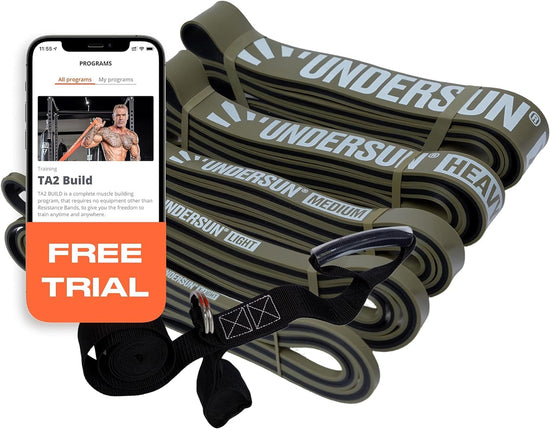 the 5-Band Complete Exercise Band Set Includes 5 Different Levels of Resistance Bands from X-Light, Light, Medium, Heavy and X-Heavy. Great Value Fitness Bands