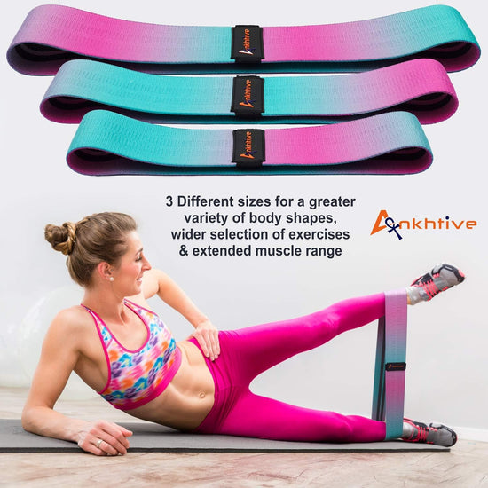 Resistance Hip Bands Fabric in 3 Sizes and Core Sliders Gliding Discs. Premium Non-Slip Fitness Booty Loop Stretch Band for Home Workout Outdoor Exercise Set with Carry Bag and Guide