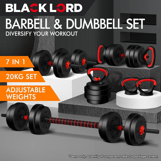 Adjustable Dumbbell Set 7-40KG Exercise Fitness Equipment Barbell Kettlebell Hand Weight Set Rubber Weight Plates Strength Training Workout Essential Home Gym Weightlifting Toning…