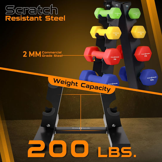 Neoprene Dumbbells Weight Storage Rack - 2.0 MM Thick Steel Weight Organizer - Ideal Choice for Home Gym - Easy to Assemble and Store