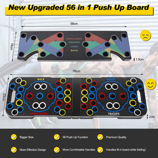 56 in 1 Push up Board, Bigger Size Multi-Function Professional Foldable Push up Bar, Portable Push up Handles for Floor, for Strength Training, Push-Up Challenge Board for Men and Women