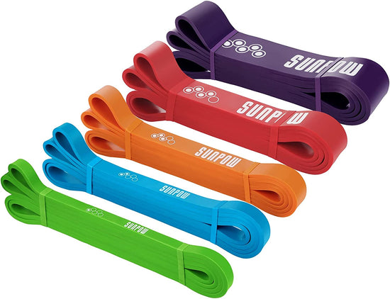 Pull up Assistance Bands - Set of 5 Resistance Heavy Duty Workout Exercise Stretch Fitness Bands Assist Set for Body, Instruction Guide and Carry Bag Included