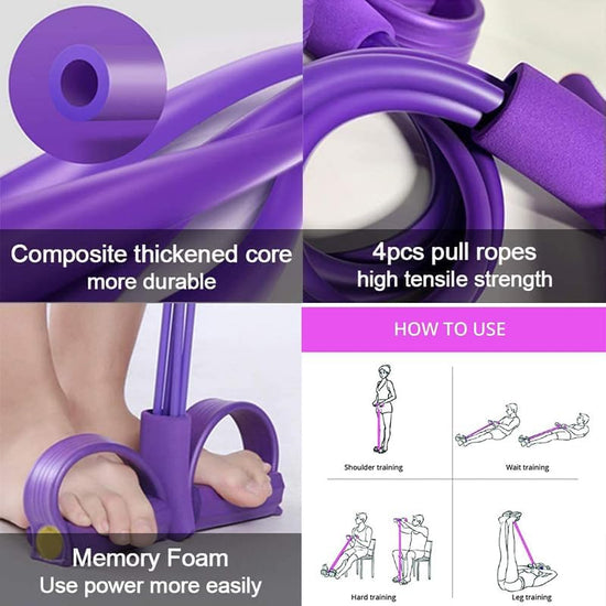 Versatile Fitness Resistance Bands with Foot Pedals - Multi-Functional Exercise Tension Ropes for Home Workouts, Durable NBR Foam & Natural Latex Material