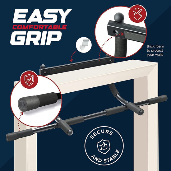Door Pull up Bar - Heavy-Duty Door Pull up Bar for Home Gym - Adjustable Width Fits 24-32’’ Wide Door - Portable Doorway Chin up Bar - Multifunctional Indoor Upper Body Workout Bar - Black