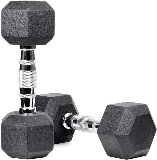 METEOR Rubber Hex Dumbbell Fitness Gym Strength Weight Training Exercise Workout