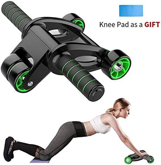 AB Roller Wheel with Mat for Abdominal Exercise, 4 Wheel Foldable Abs Roller for Women and Men Abdominal Muscle Training Wheel,Abs Exercise Wheel, Roller Stable to Prevent Rollover, Balance and Efficiency Perfect for Fitness Home Workout