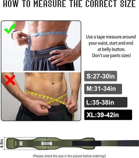 Weight Lifting Belt - Gym Lifting Belt for Men & Women, Quick Locking Back Support for Powerlifting, 4 Inch Neoprene Weightlifting Belt for Cross Training, Squats, Workout