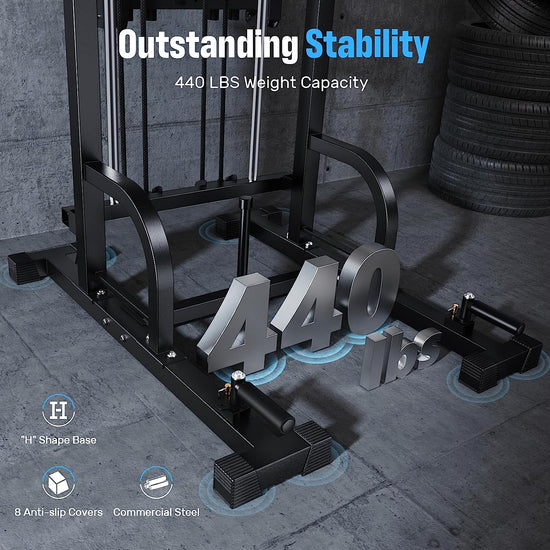 Power Tower Pull up Dip Station Multi-Function Home Gym Strength Training Fitness Equipment 440LBS