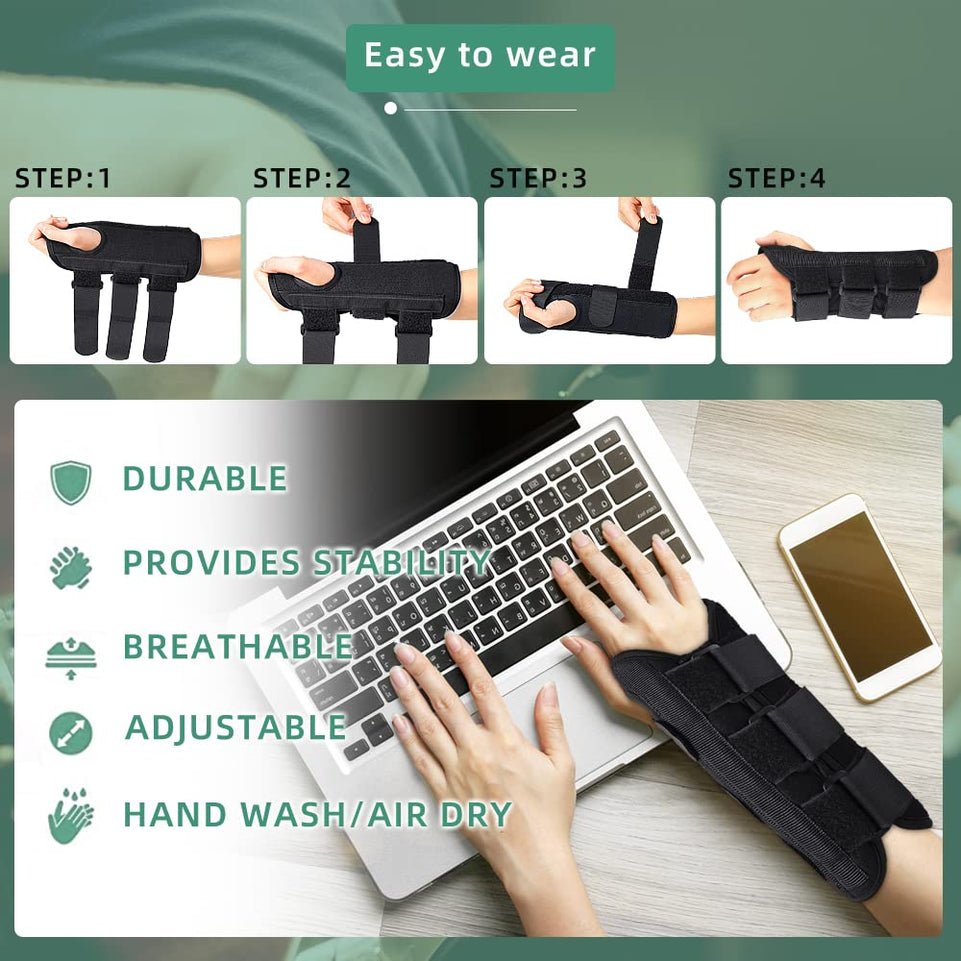 Wrist Brace, Carpal Tunnel Splint with Three Metal Support Strip for Tendonitis Arthritis Pain Relief for Men and Women [1Pcs] (Left Hand)