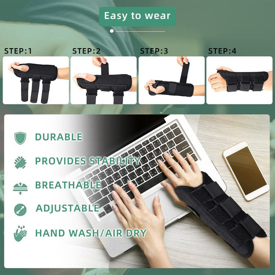 Wrist Brace, Carpal Tunnel Splint with Three Metal Support Strip for Tendonitis Arthritis Pain Relief for Men and Women [1Pcs] (Right Hand)