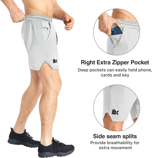Men'S Lightweight Sport Shorts, Quick Dry Gym Shorts Workout Fitness Running Shorts Men with Zip Pocket