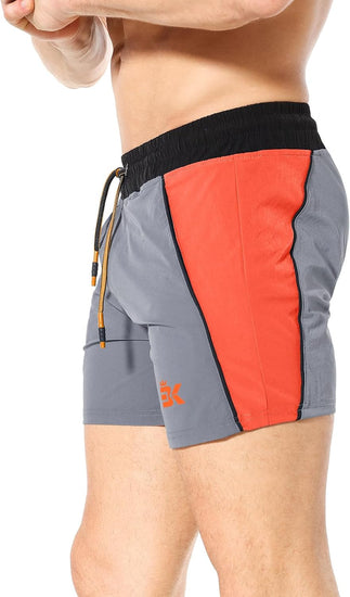 Men'S Gym Sport Shorts, Lightweight Workout Fitness Running Shorts 5" Quick Dry Exercise Bodybuilding Shorts Zip Pocket