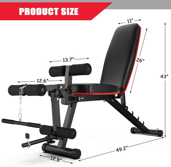 Weight Bench with Leg Extension and Curl, Adjustable Workout Bench Utility Incline Decline Benches for Home Gym Full Body Exercise & Strength Training