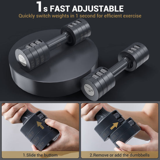 Adjustable Dumbbells Hand Weights Set:  4 in 1 Weight Adjustment Each 2Lb 3Lb 4Lb 5Lb Free Weights Fast Adjust Dumbbell Weight Set of 2 for Women Men Home Gym Workout Strength Training